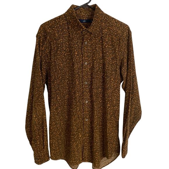 Ermenegildo Zegna Sport Shirt Mens M Brown Corduroy Floral Long Sleeve Button Up - Picture 1 of 9